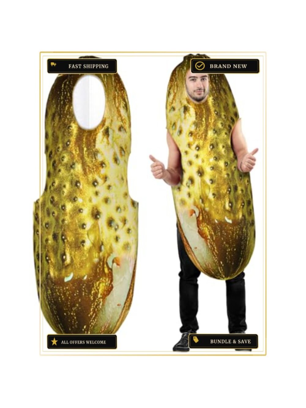 Adult Unisex Pickle Costume Halloween Food Cosplay Jumpsuit